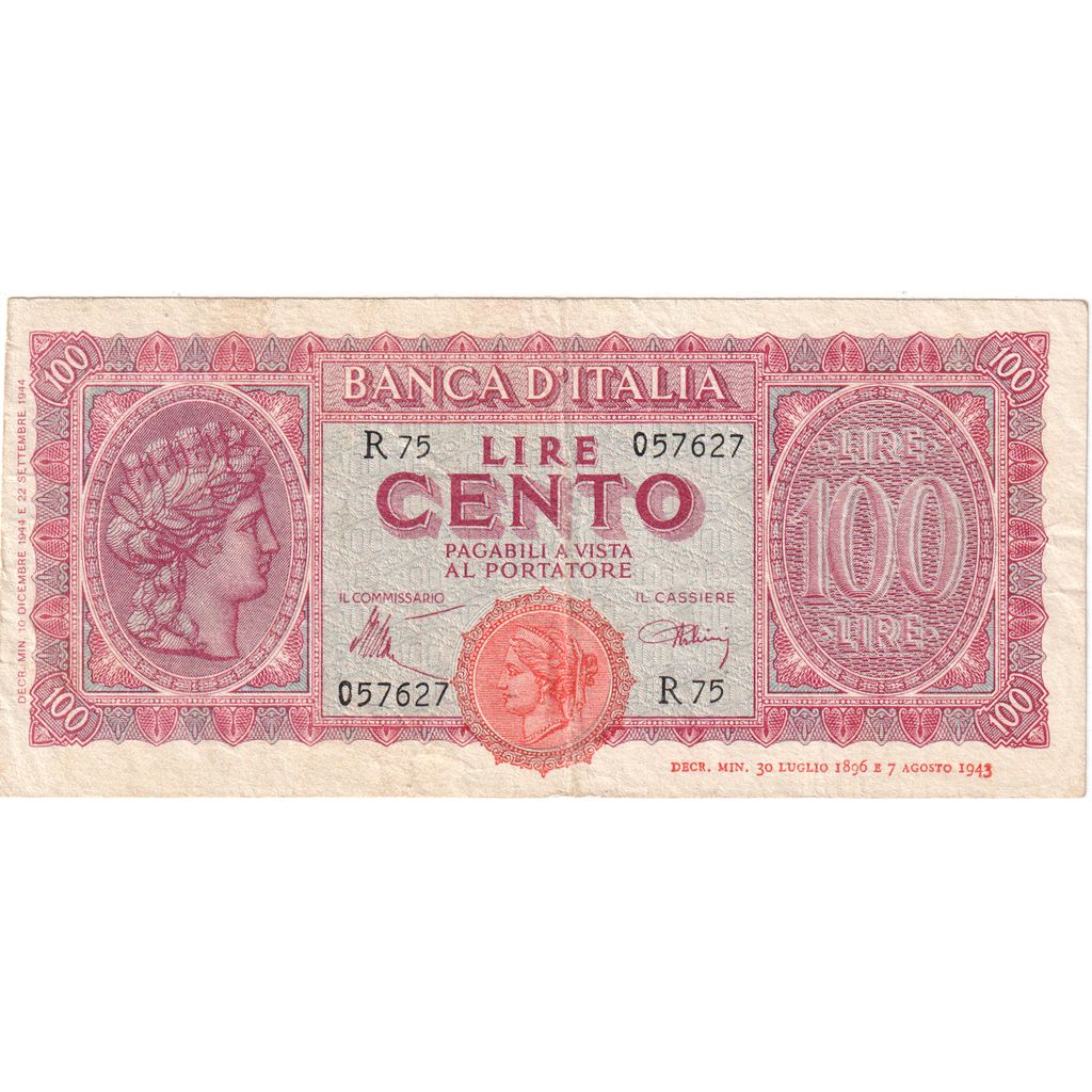 Italia,
100 lire,
UA(55-58)