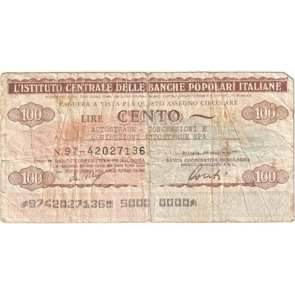 Italia,
100 lire,
VF(20-25)