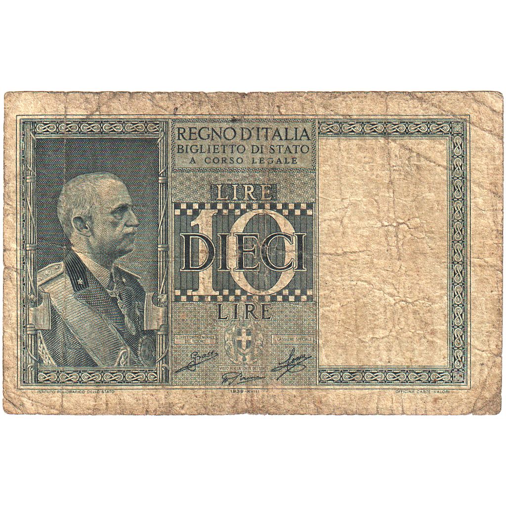 Italia,
10 lire,
1939