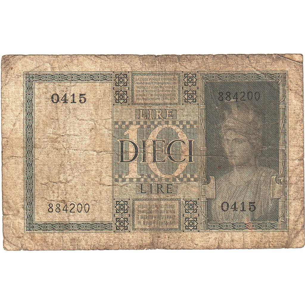 Italia,
10 lire,
1939