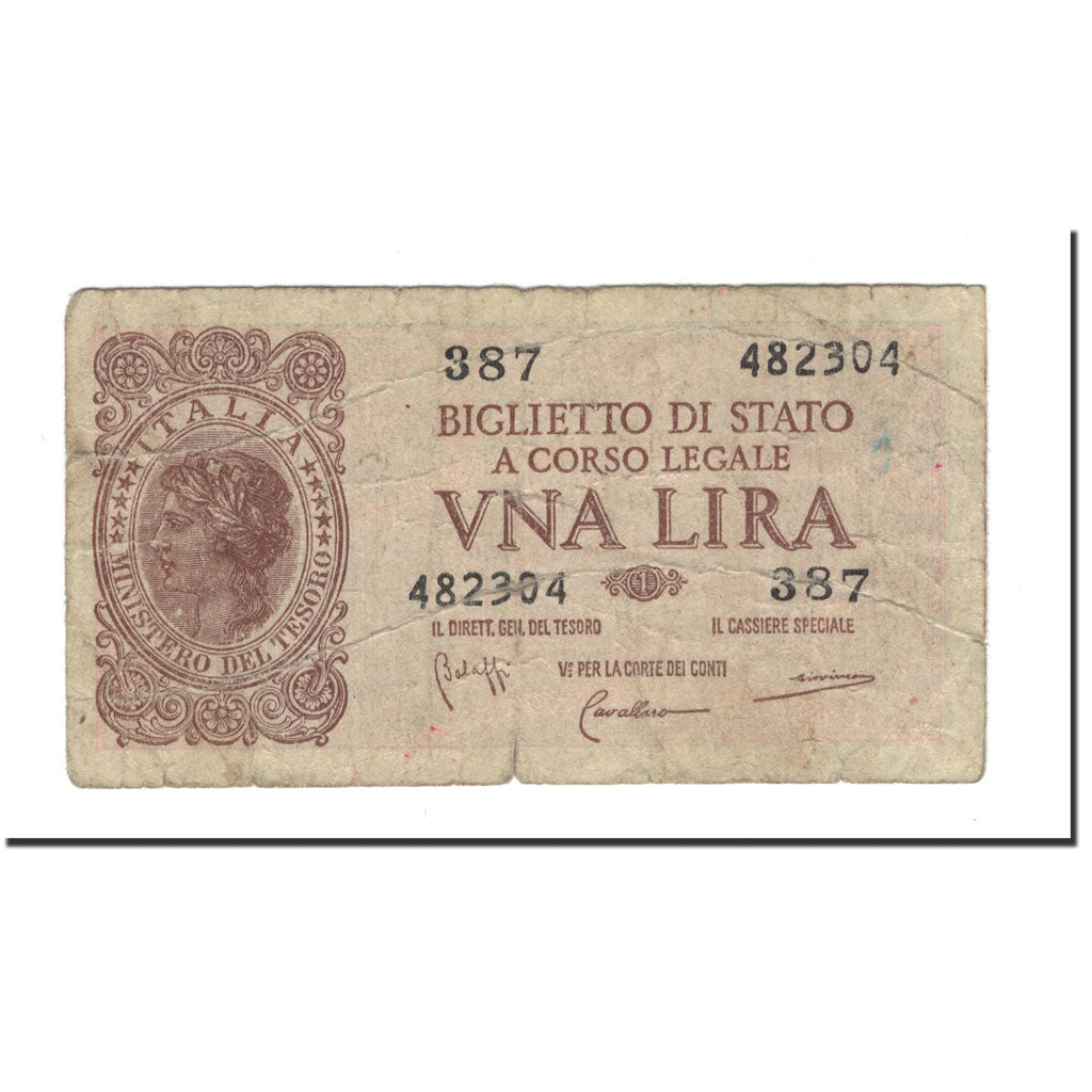 Banconota,
Italia,
1 Lira