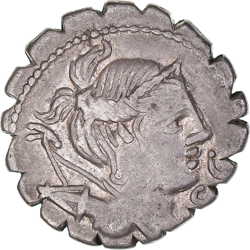 Coniare, 
  
  Ti. Claudio Ti. F. Ap. N. Nerone, 
  
  Denario Serrato