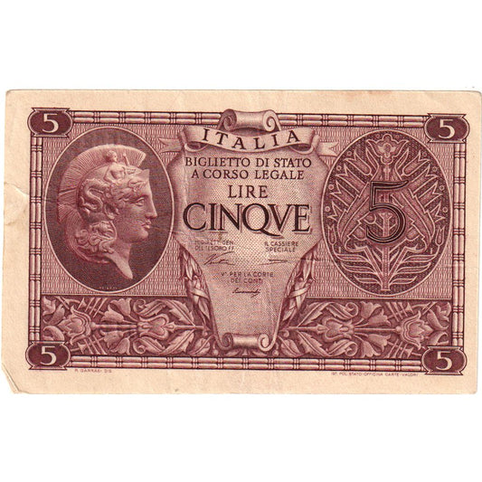 Italia, 
  
  5 lire, 
  
  FE(40-45)