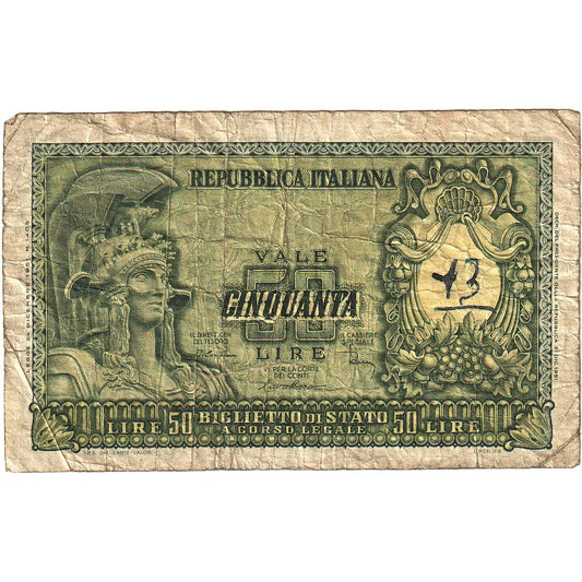 Italia, 
  
  50 lire, 
  
  31-12-1951